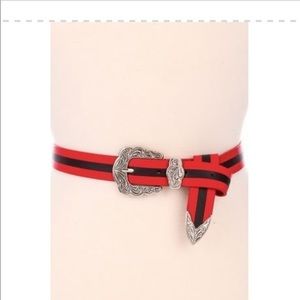 Unique Stripe black and red Buckle Belt